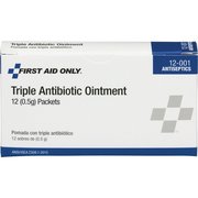 First Aid Only Triple Antibiotic Ointment, 0.5g, 12/Box, White, PK12 FAO12001